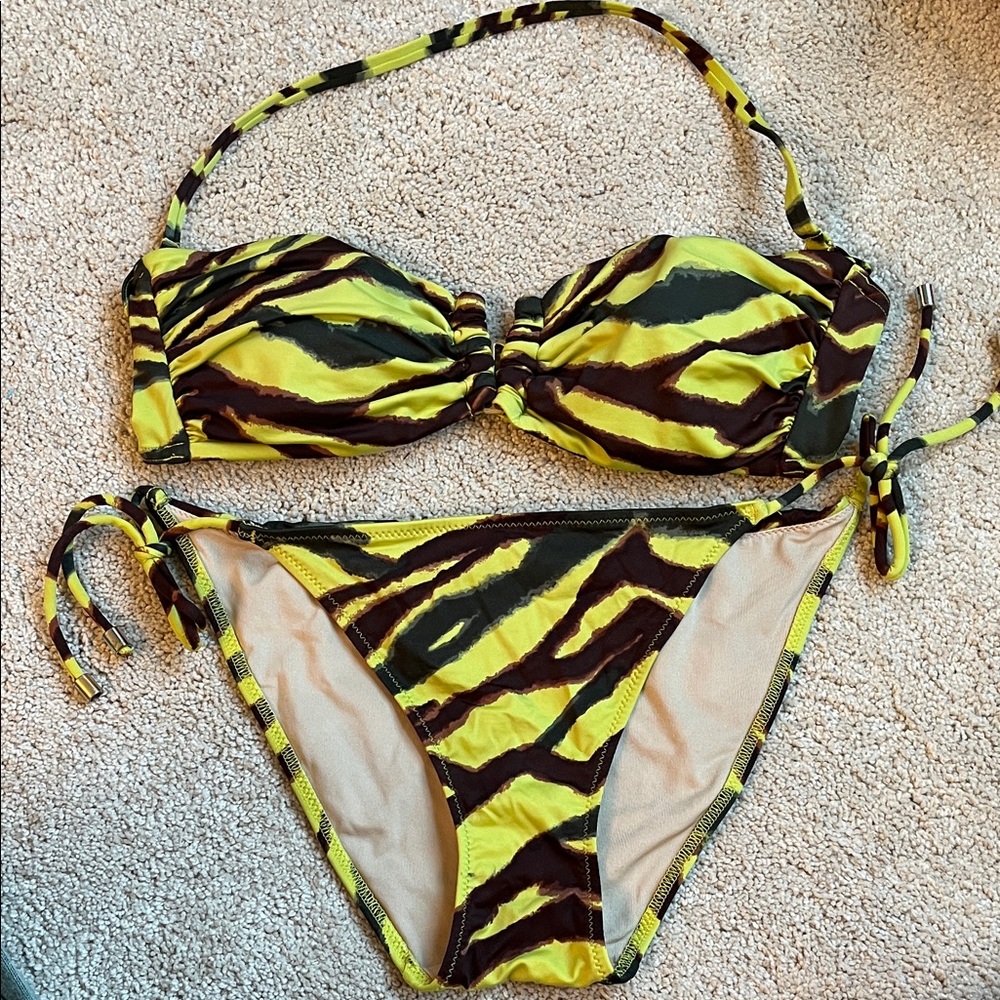 Victoria’s Secret Lime green and Brown Zebra Print Bikini